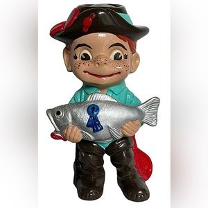 Vintage Proud Fisherman Ceramic Cast Hand Painted Figurine/Statue Atlantic Mold